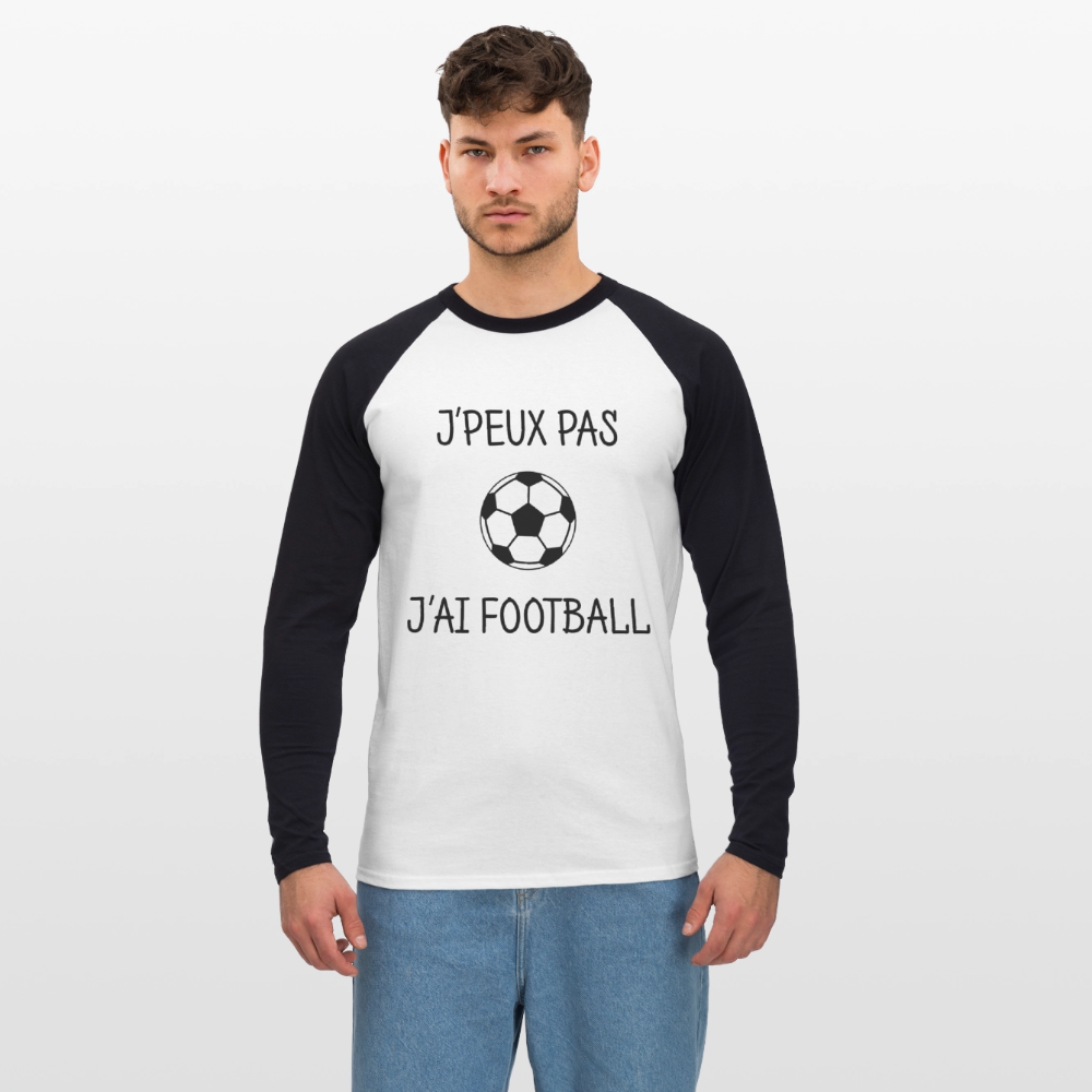 T-shirt baseball manches longues Homme - blanc/noir