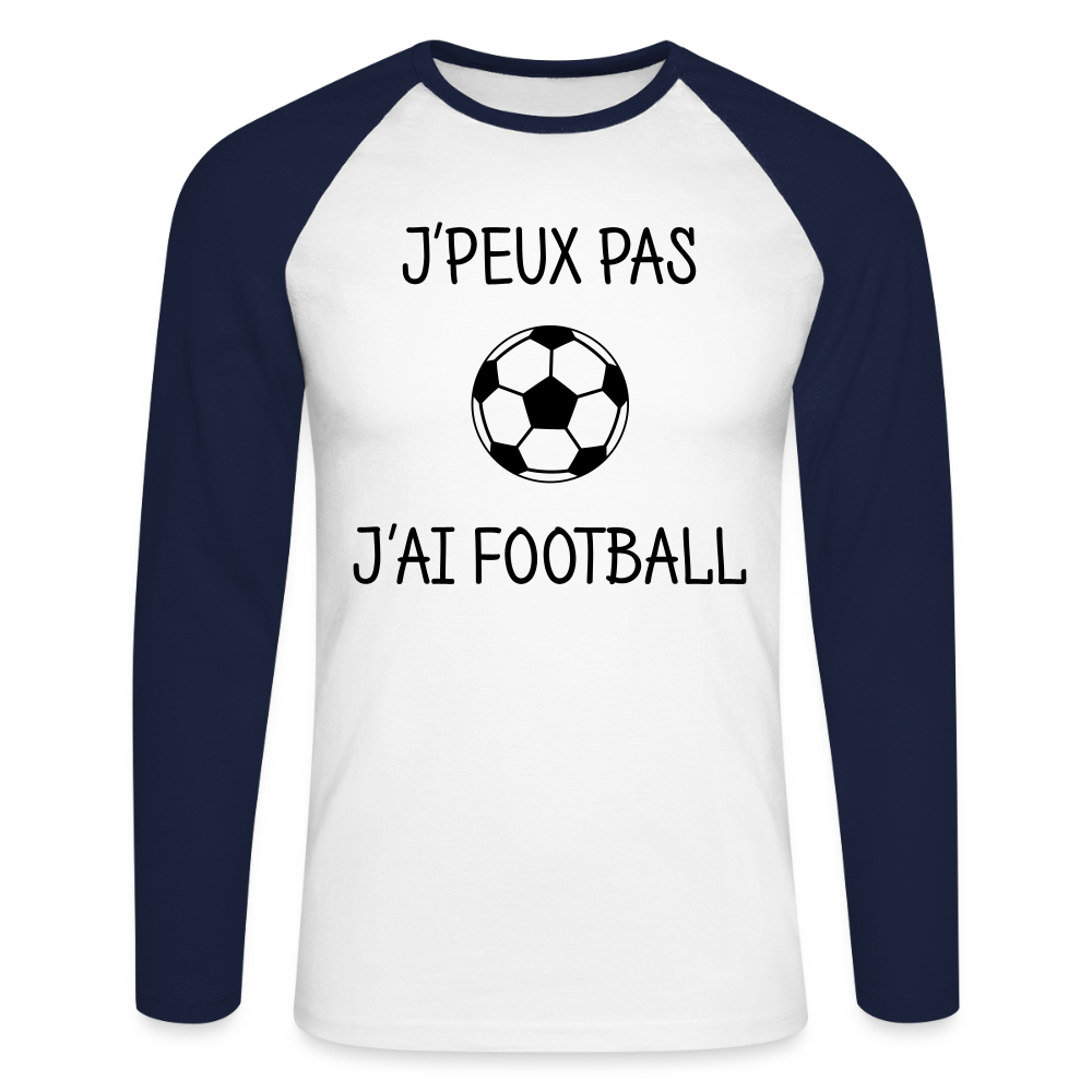 T-shirt baseball manches longues Homme - blanc/marine