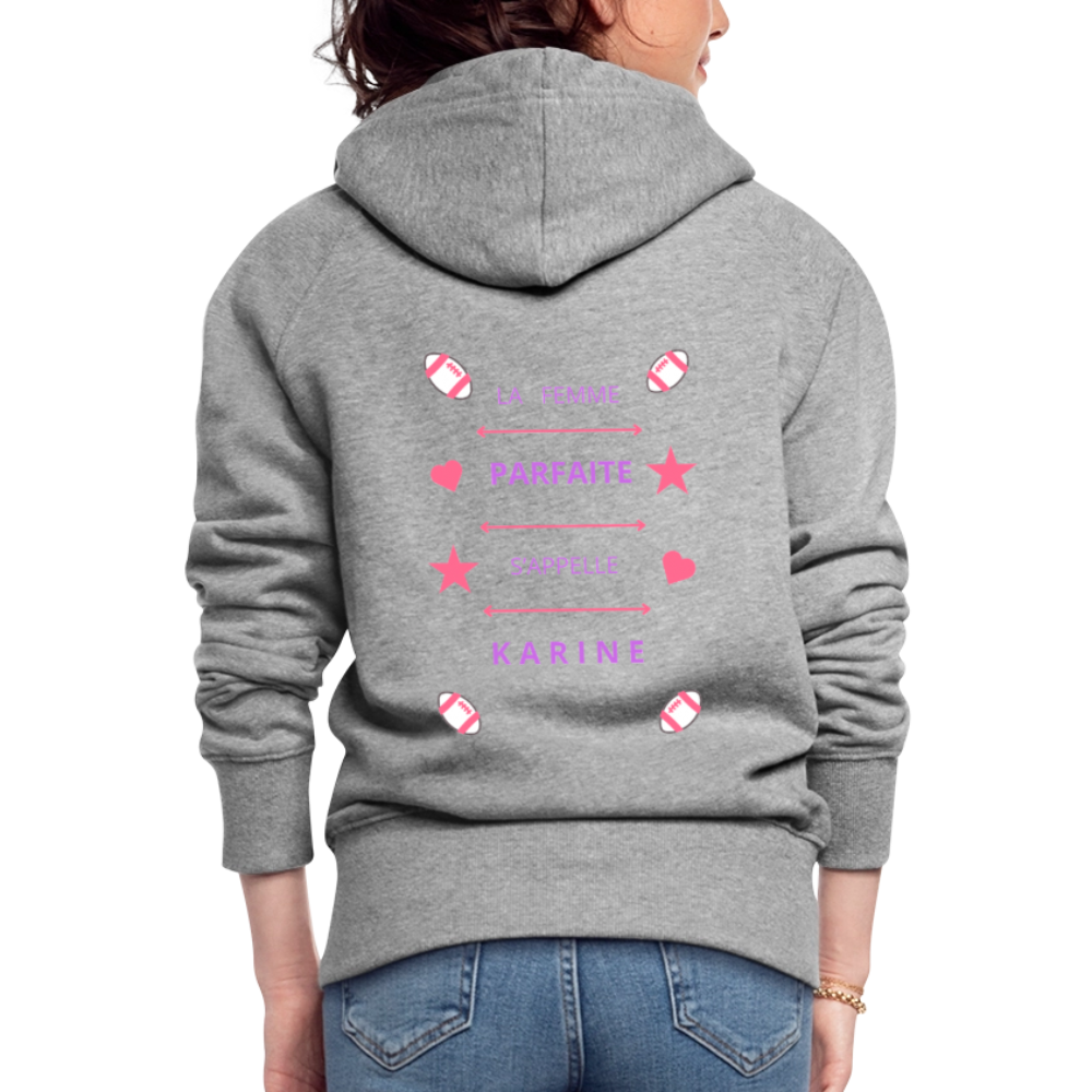 Veste à capuche Premium Femme - gris chiné