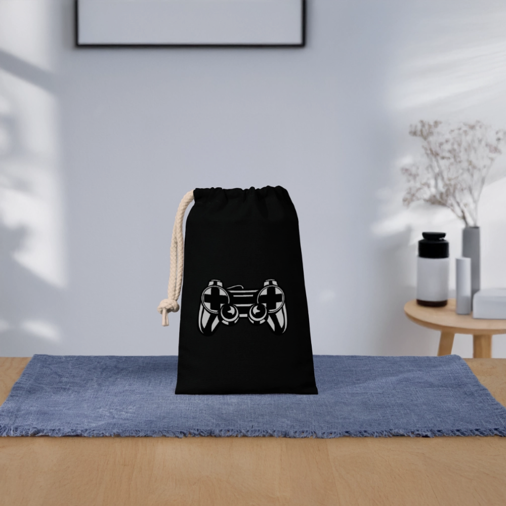 Sac cadeau en coton avec cordon (14 x 20 cm) - noir