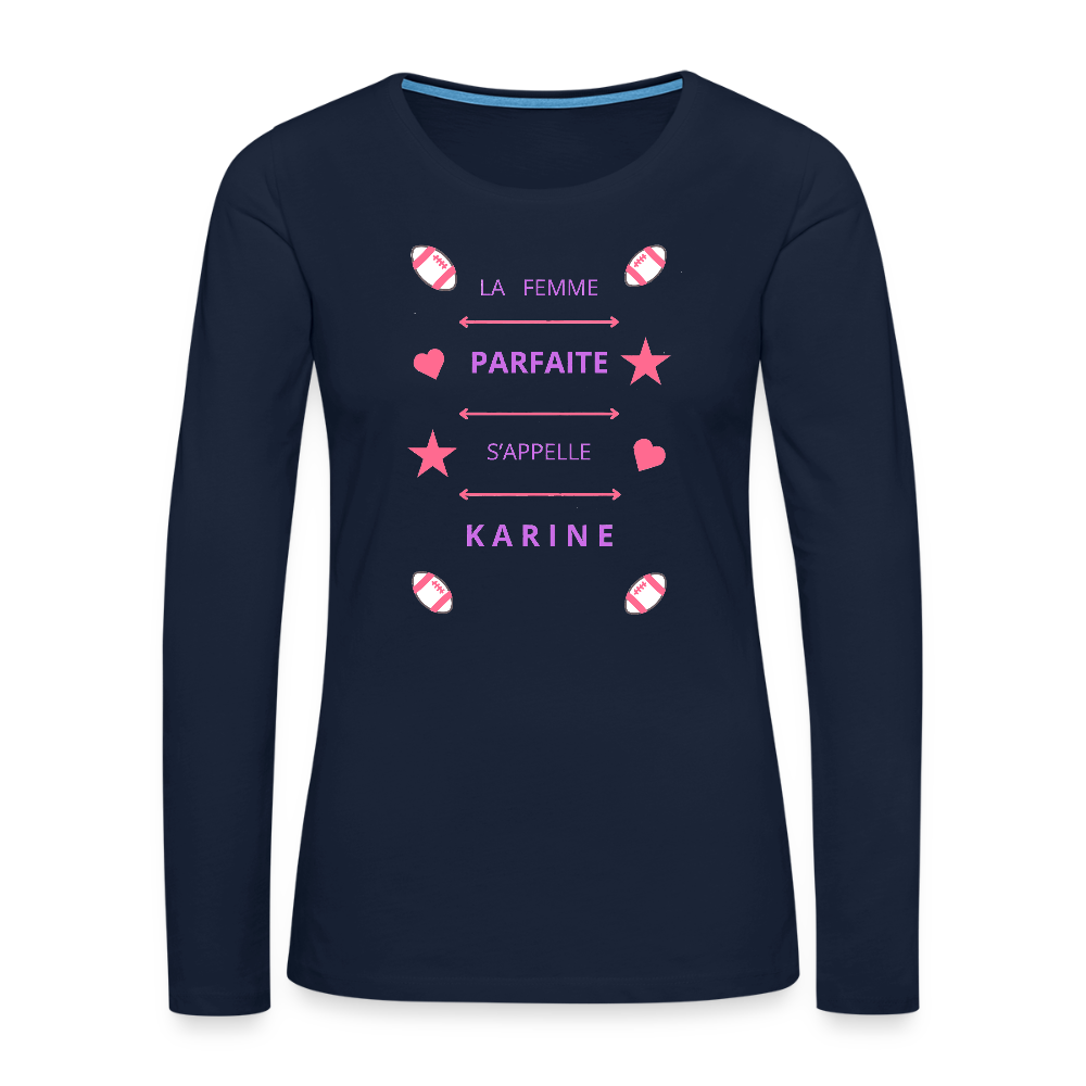 T-shirt manches longues Premium Femme - bleu marine