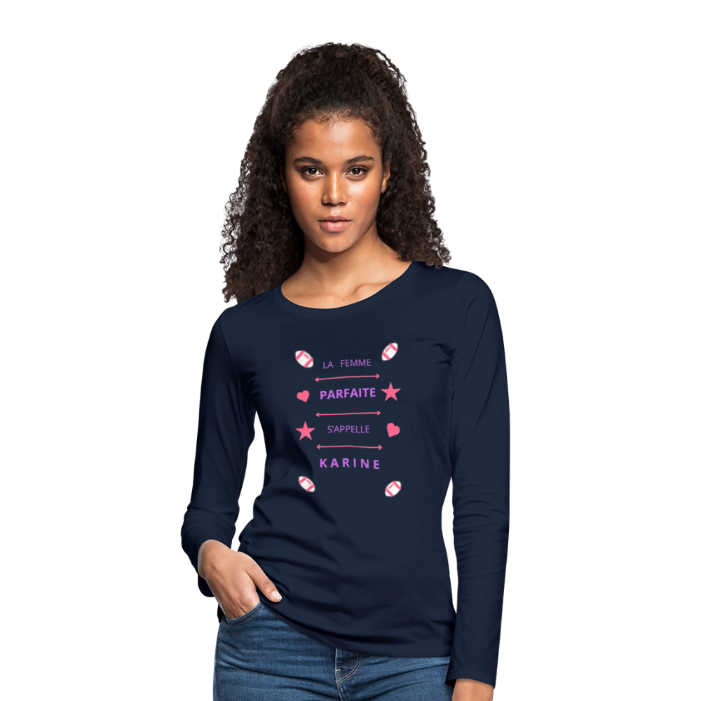 T-shirt manches longues Premium Femme - bleu marine