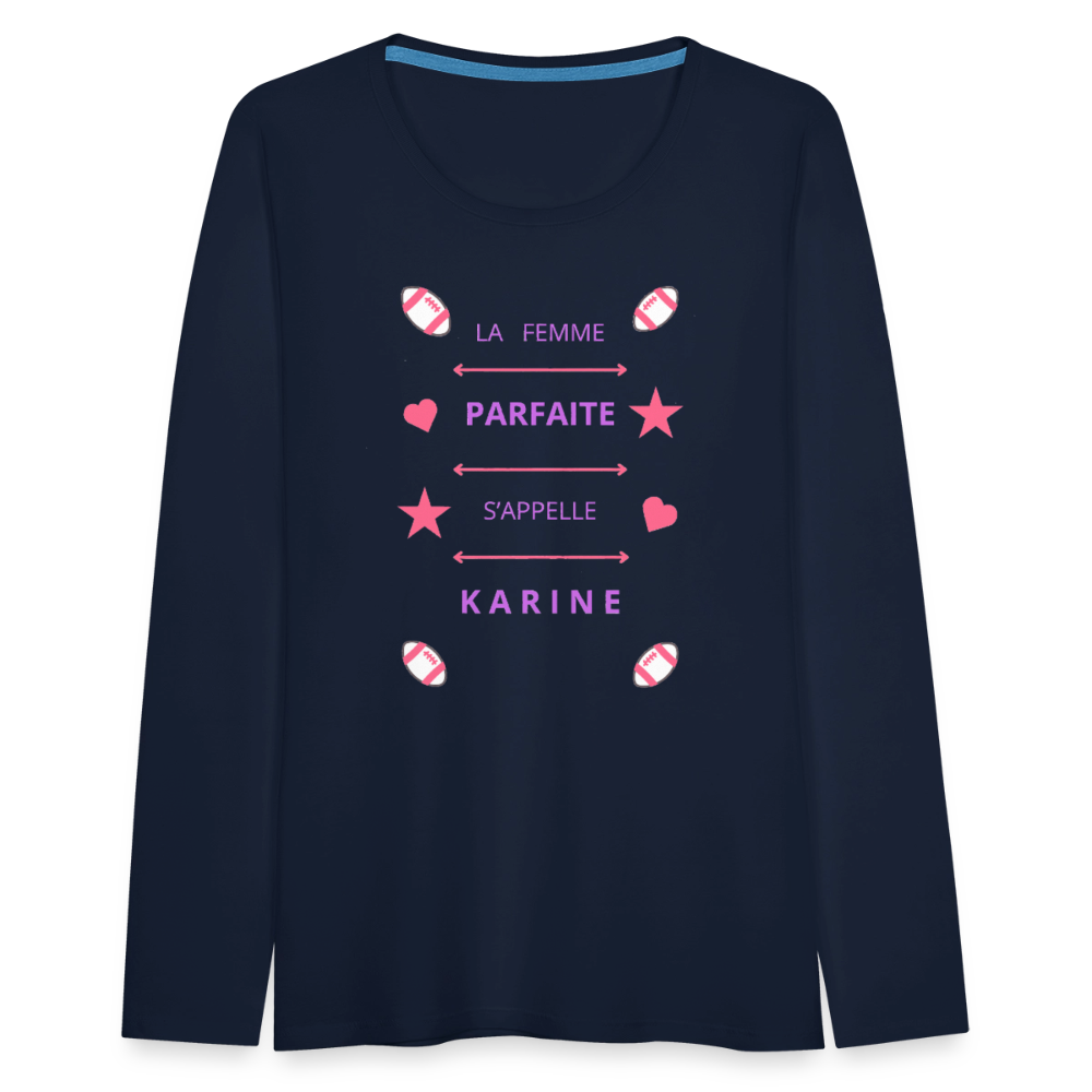 T-shirt manches longues Premium Femme - bleu marine