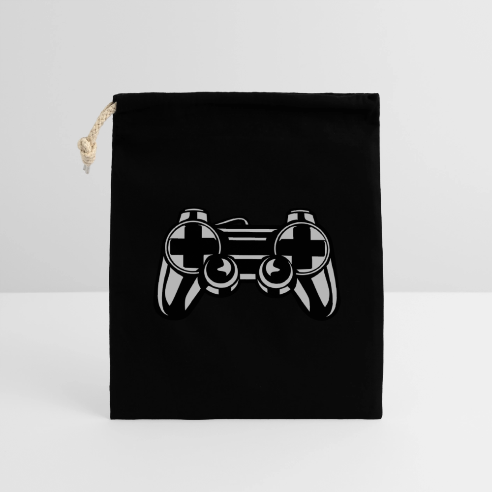Sac cadeau en coton avec cordon (14 x 20 cm) - noir