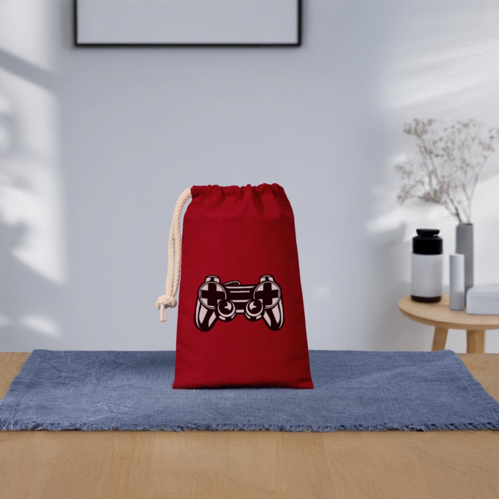 Sac cadeau en coton avec cordon (14 x 20 cm) - rouge