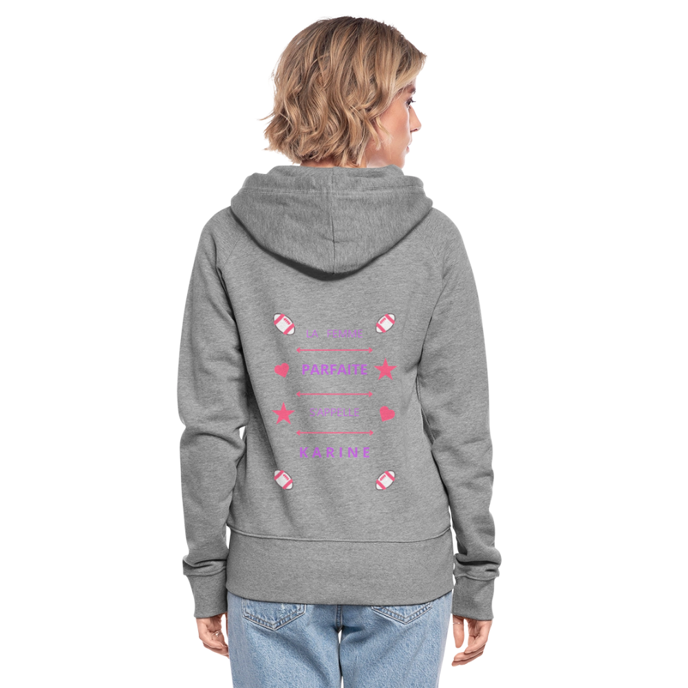 Veste à capuche Premium Femme - gris chiné