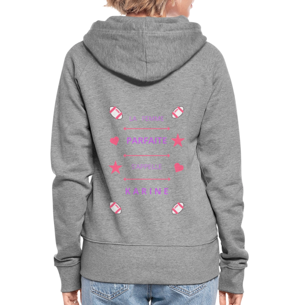 Veste à capuche Premium Femme - gris chiné