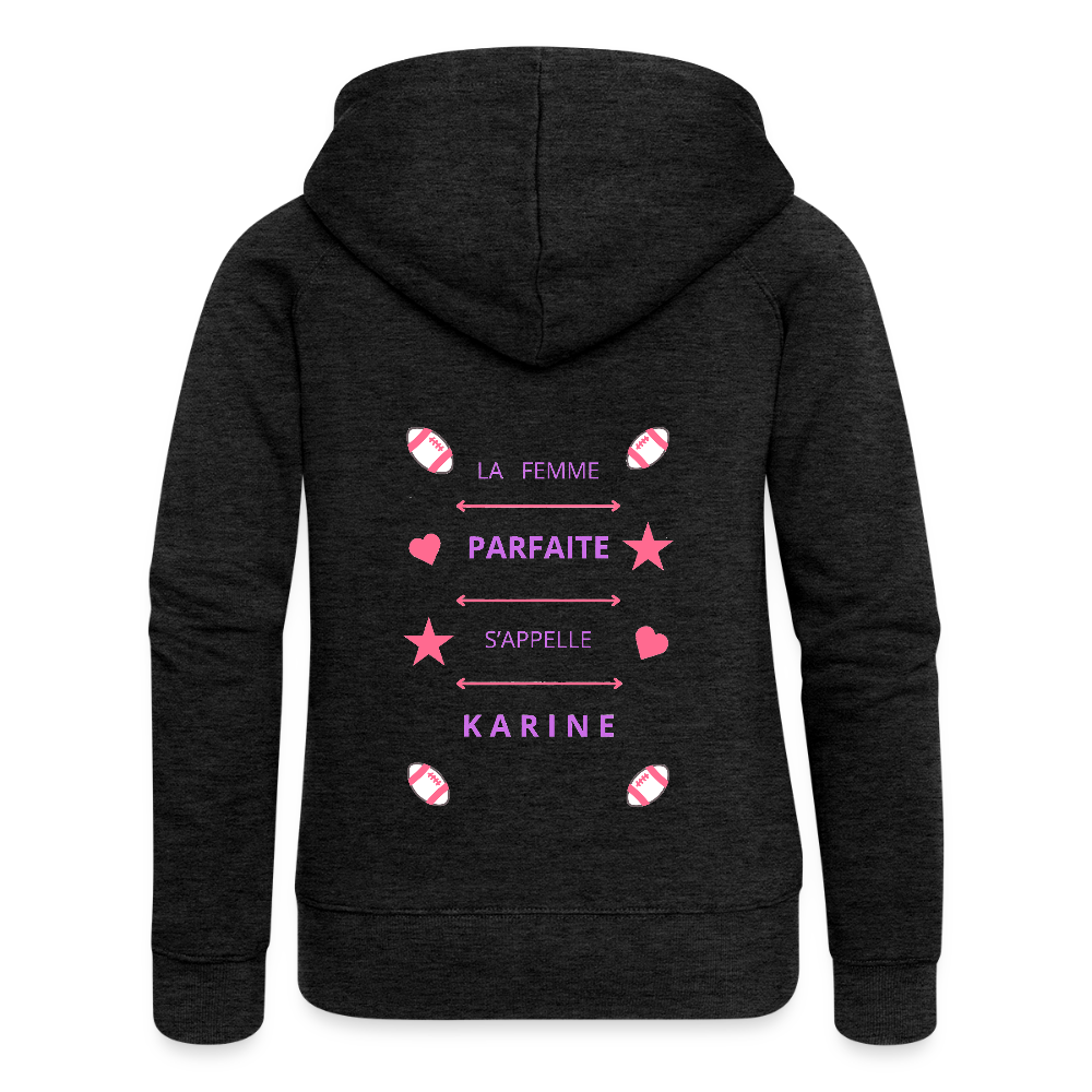 Veste à capuche Premium Femme - charbon