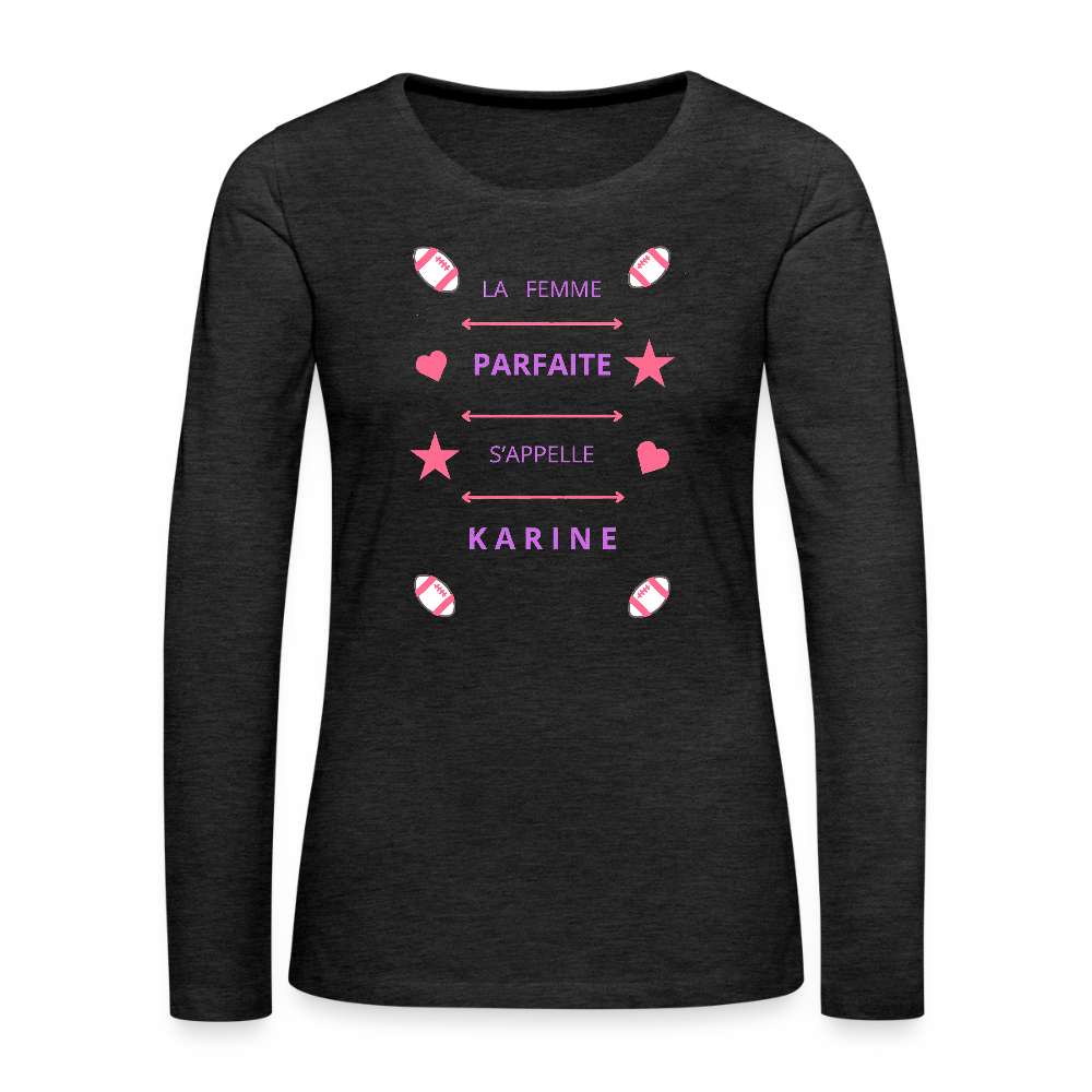 T-shirt manches longues Premium Femme - charbon