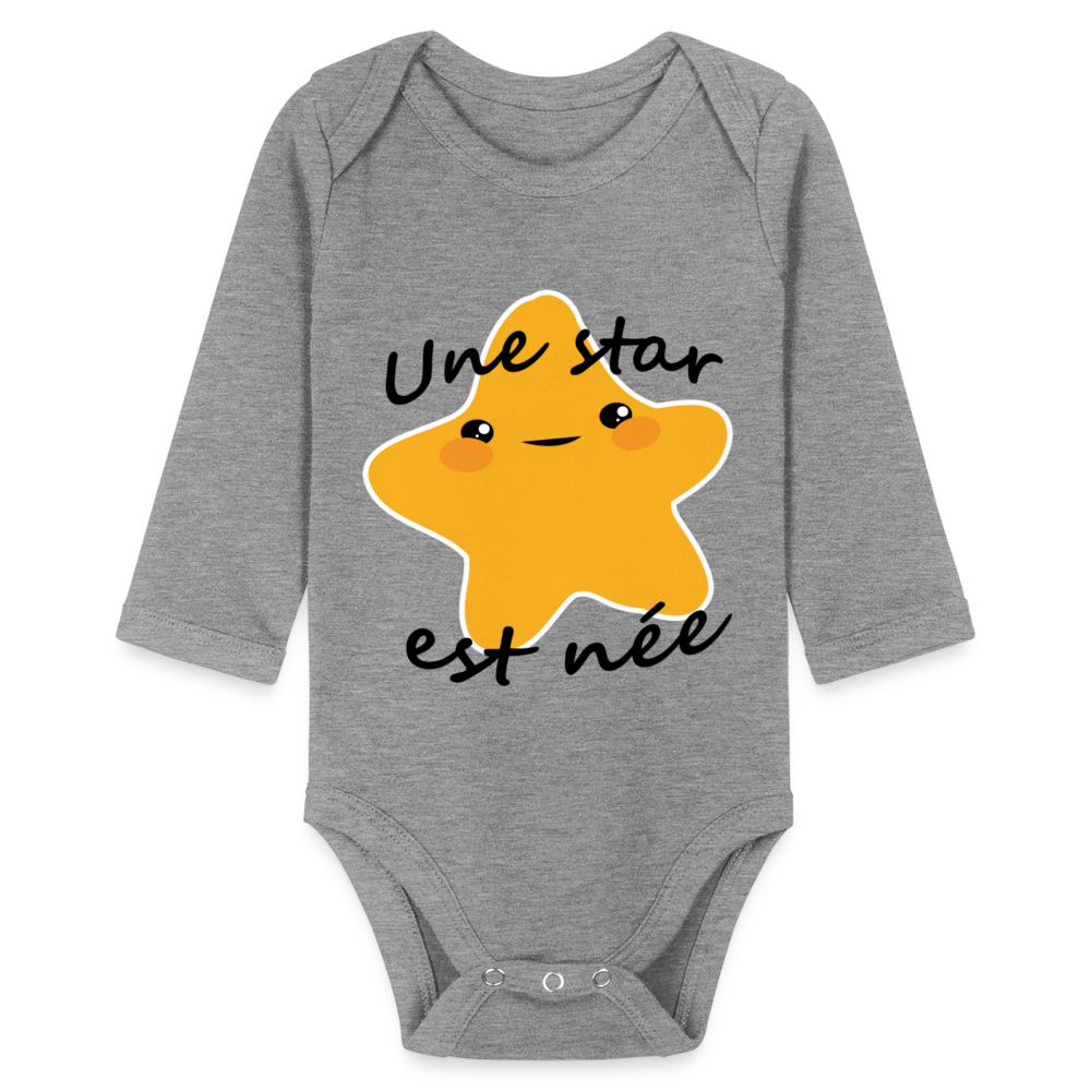 Body Bébé bio manches longues - gris chiné