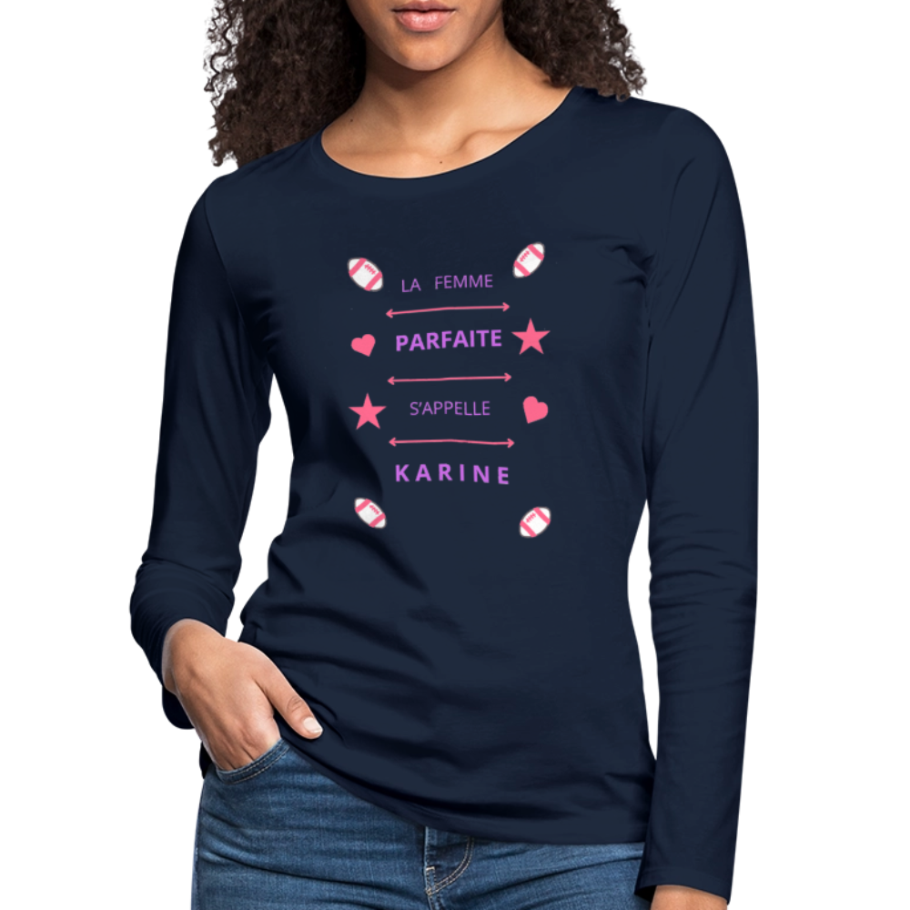 T-shirt manches longues Premium Femme - bleu marine