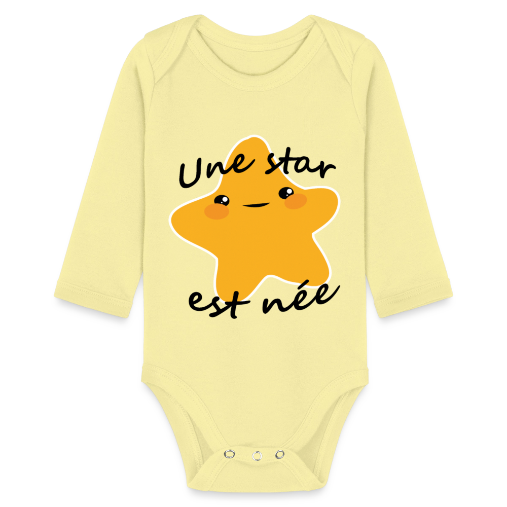 Body Bébé bio manches longues - jaune délavé