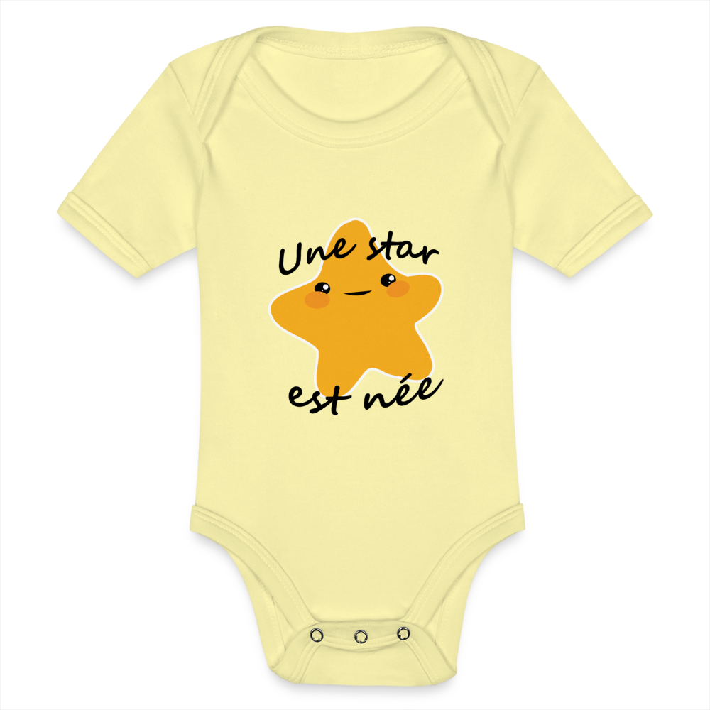 Body Bébé bio manches courtes - jaune délavé