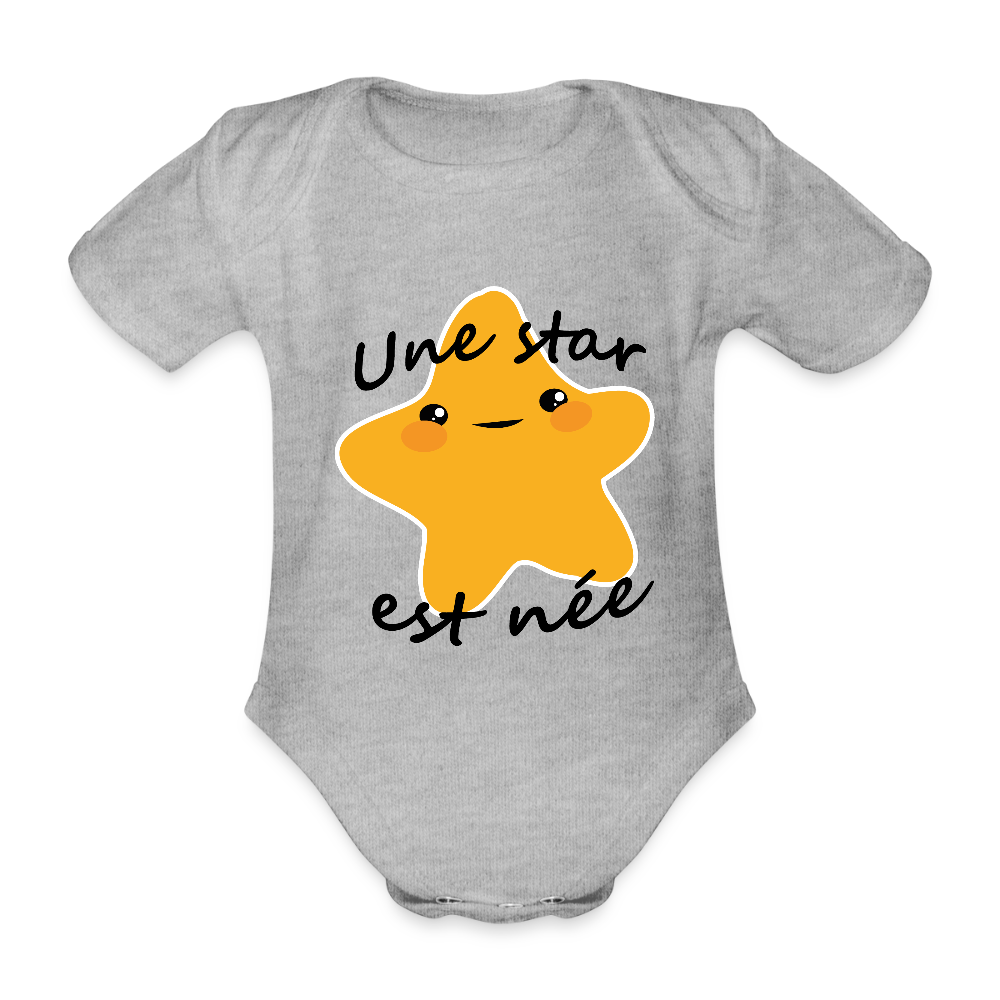 Body Bébé bio manches courtes - gris chiné