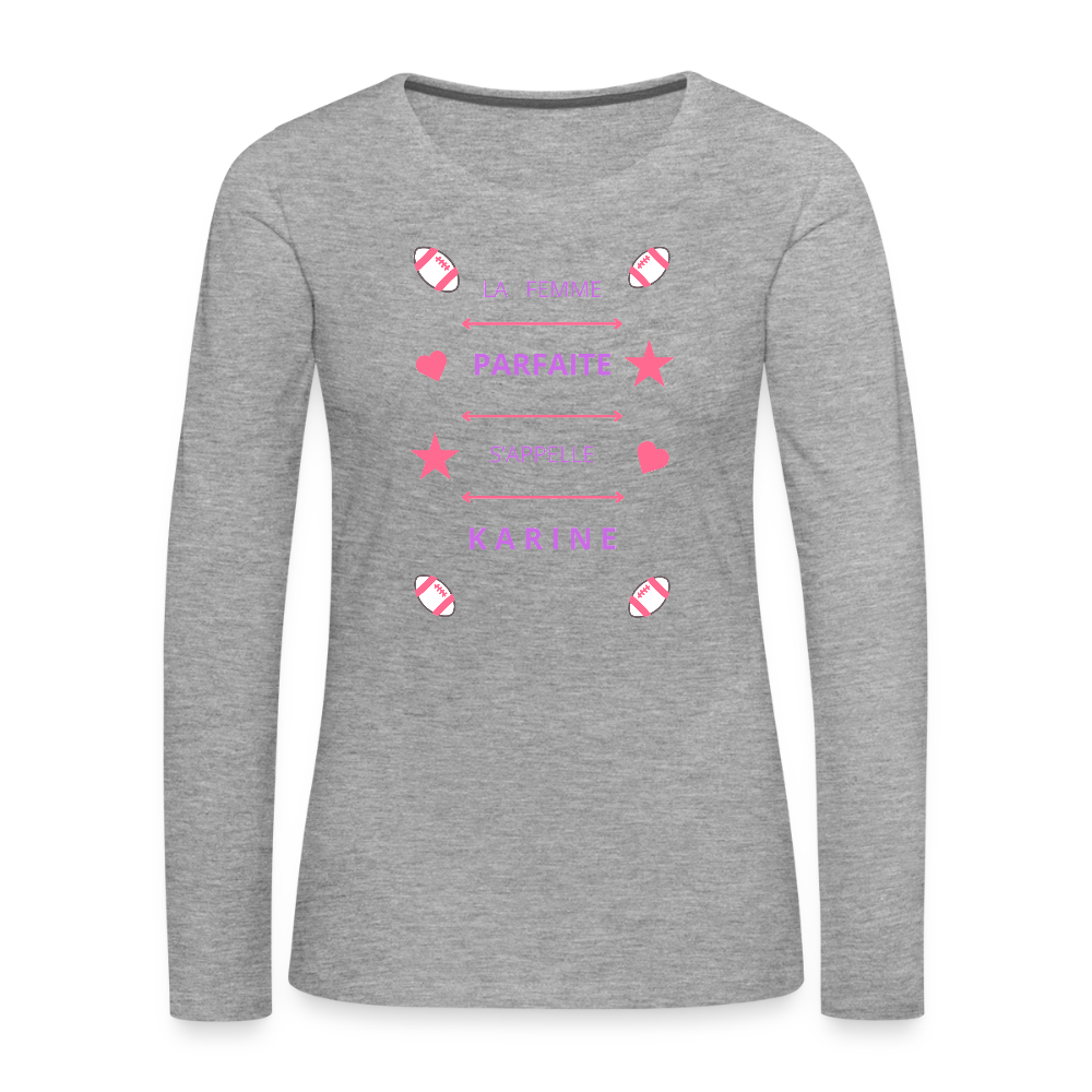 T-shirt manches longues Premium Femme - gris chiné