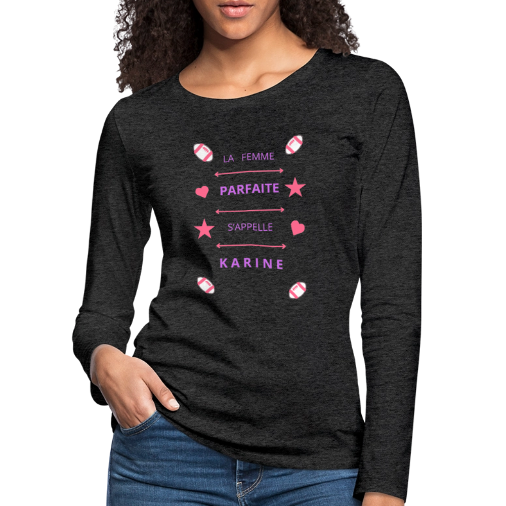 T-shirt manches longues Premium Femme - charbon