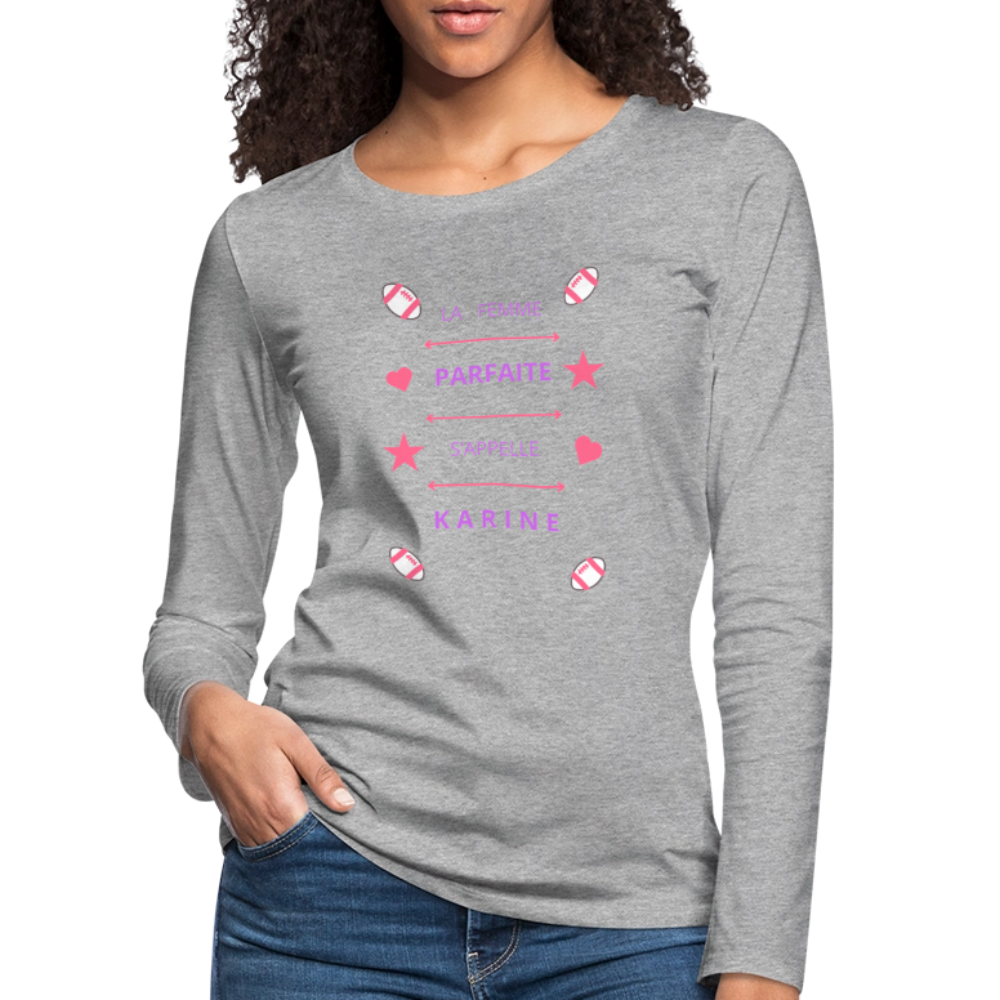 T-shirt manches longues Premium Femme - gris chiné