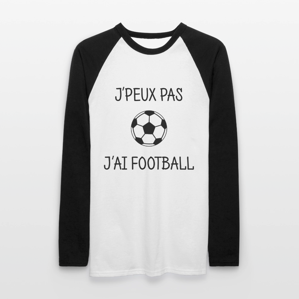 T-shirt baseball manches longues Homme - blanc/noir