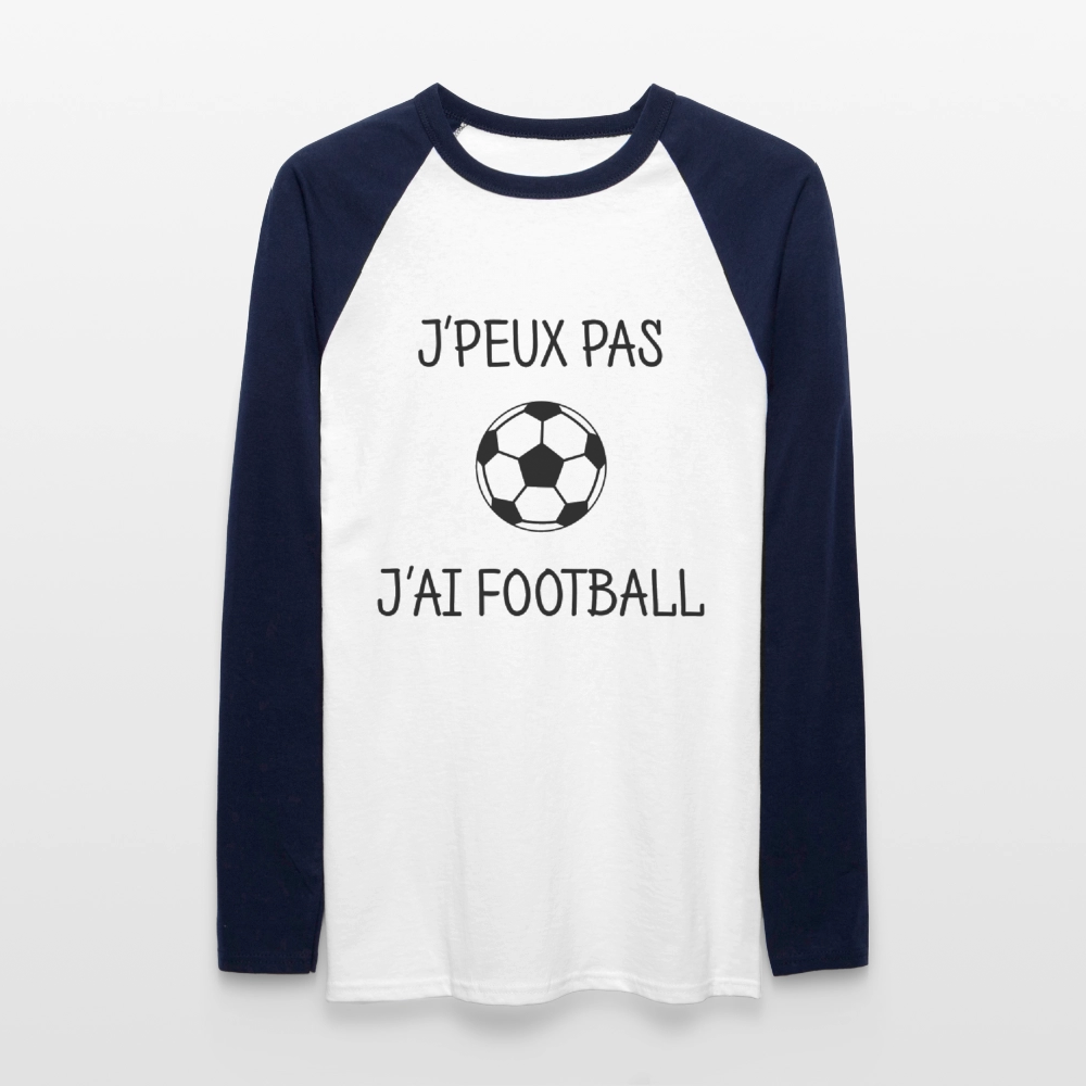 T-shirt baseball manches longues Homme - blanc/marine