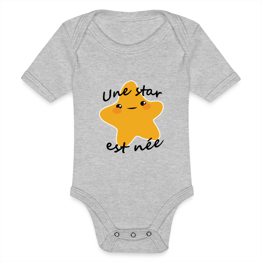 Body Bébé bio manches courtes - gris chiné