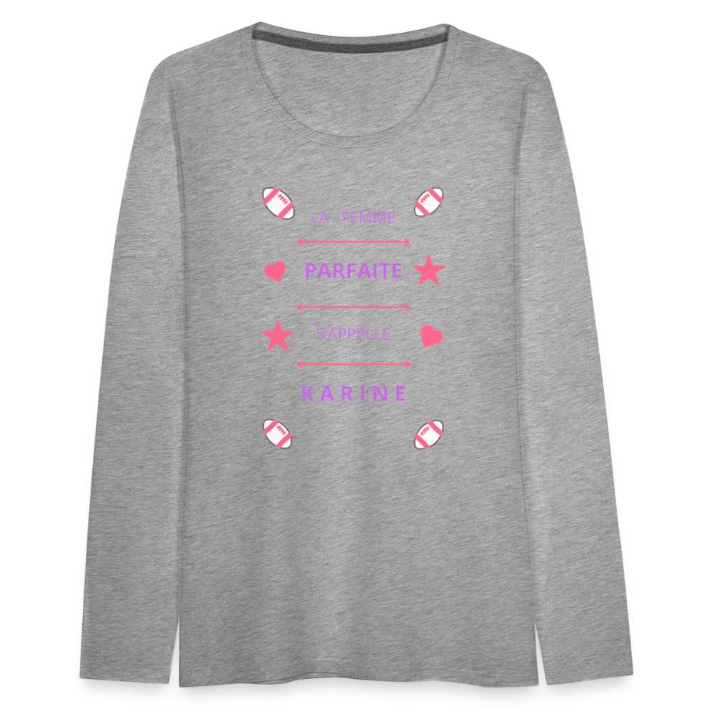 T-shirt manches longues Premium Femme - gris chiné