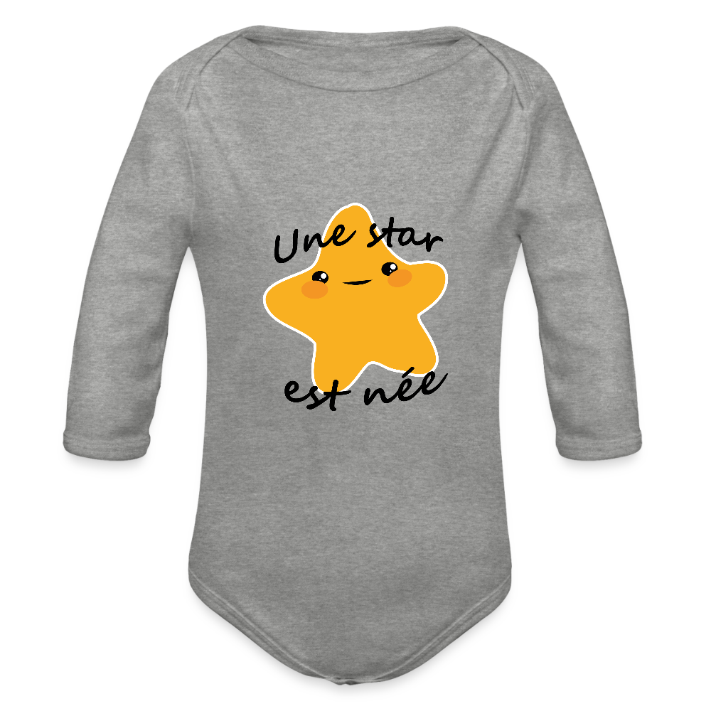 Body Bébé bio manches longues - gris chiné