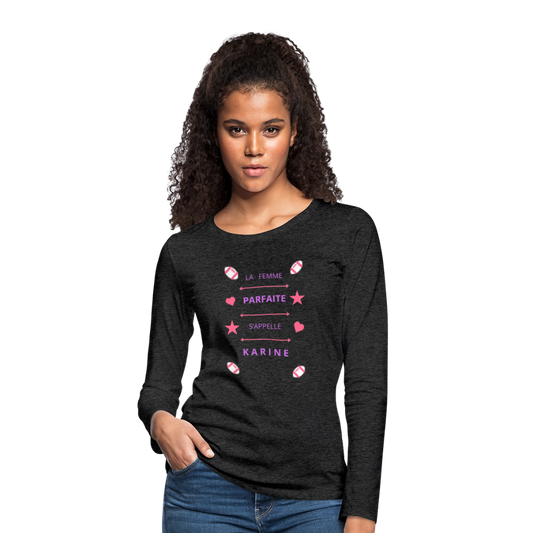 T-shirt manches longues Premium Femme - charbon