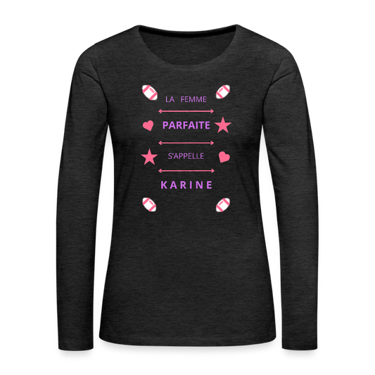 T-shirt manches longues Premium Femme - charbon