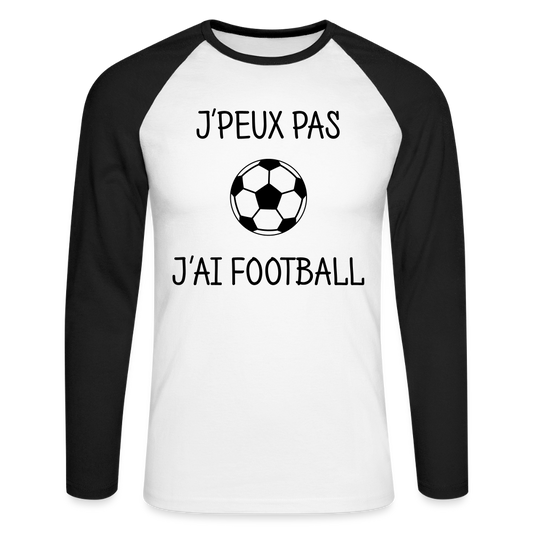 T-shirt baseball manches longues Homme - blanc/noir