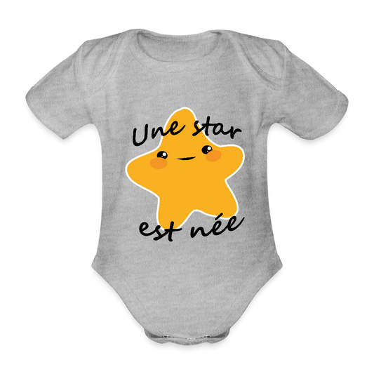 Body Bébé bio manches courtes - gris chiné