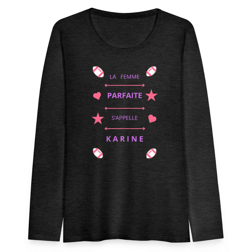 T-shirt manches longues Premium Femme - charbon