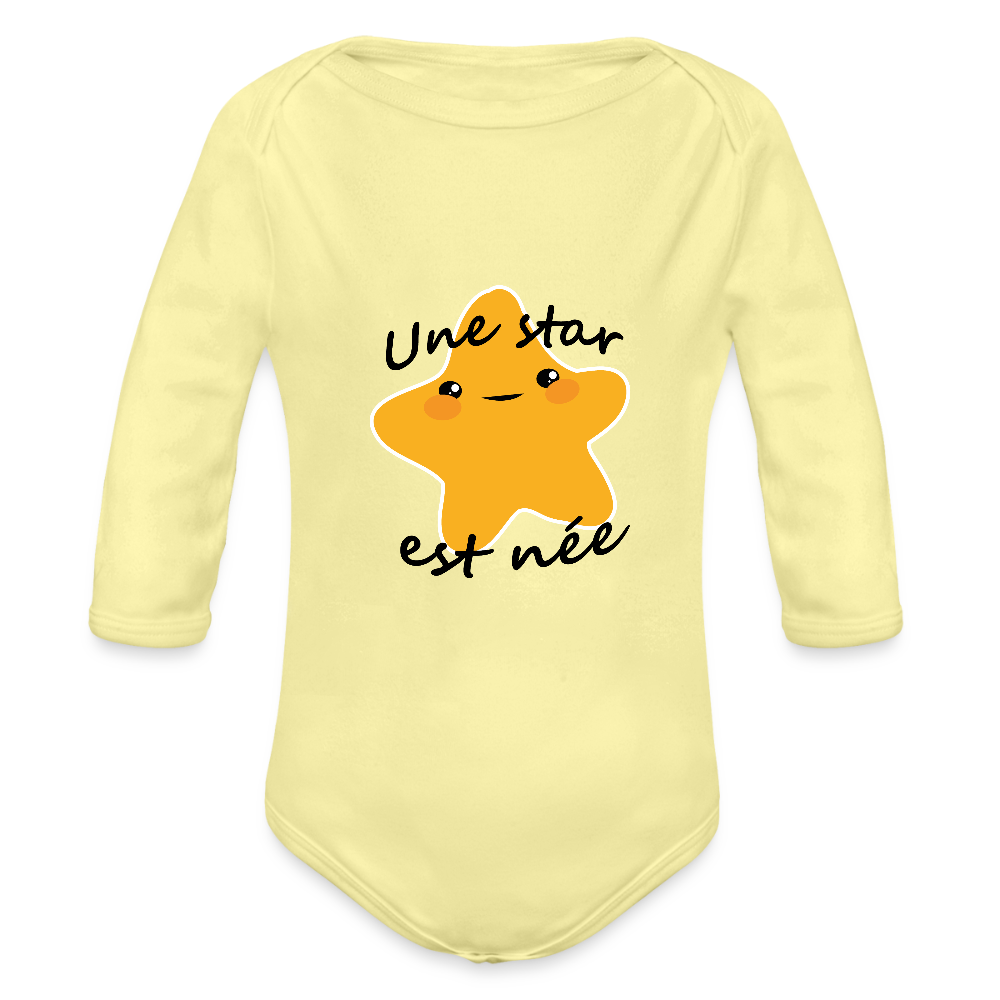 Body Bébé bio manches longues - jaune délavé