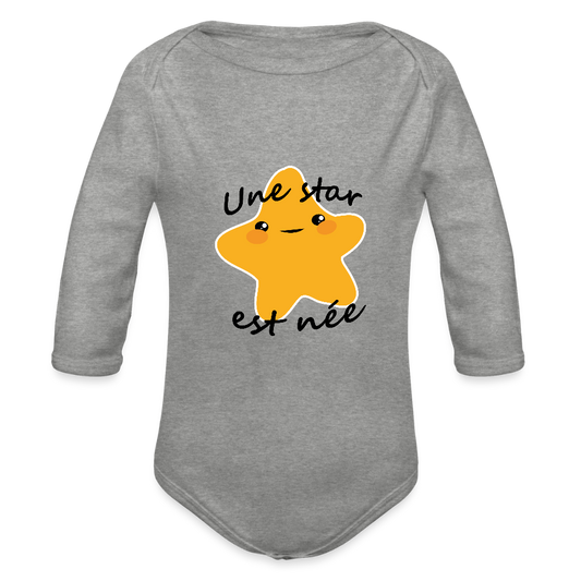 Body Bébé bio manches longues - gris chiné